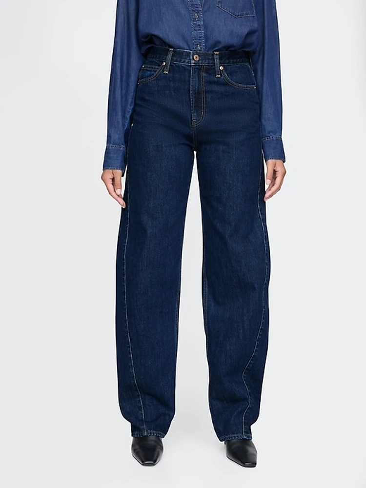 High Rise Crossover Barrel Jeans
