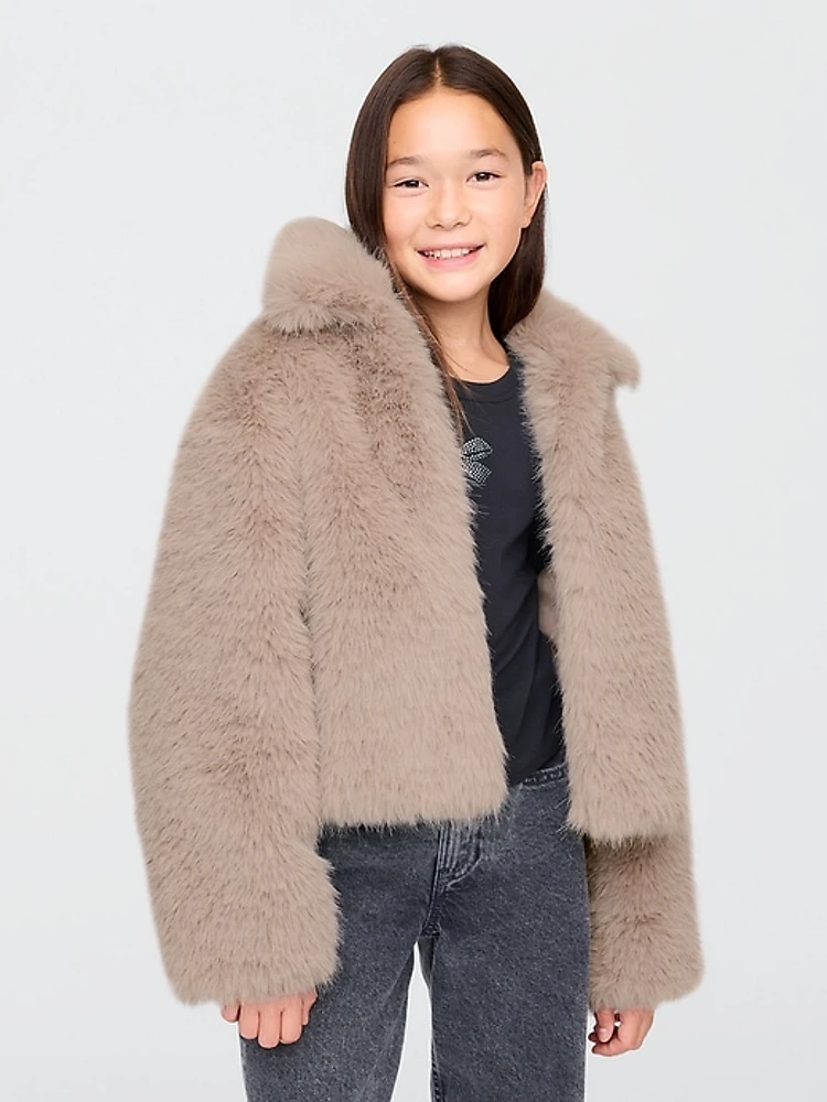 Kids Faux Fur Cropped Jacket