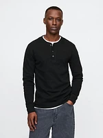 Double-Knit Henley T-Shirt