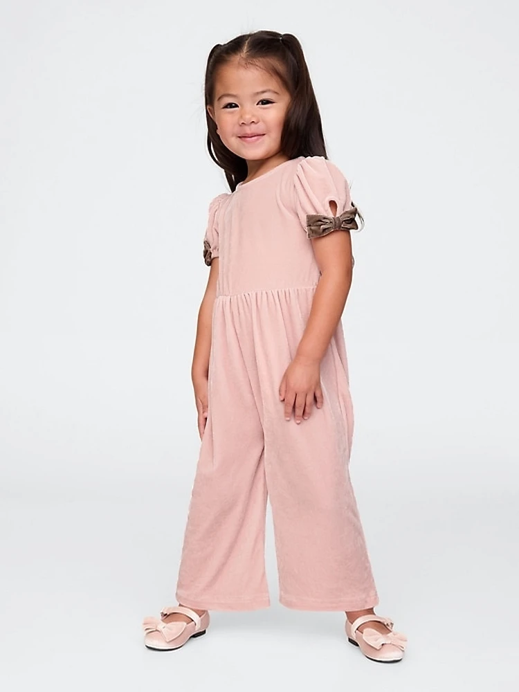 babyGap Velour Bow-Sleeve Jumpsuit