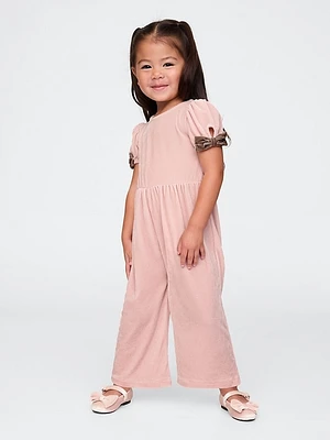 babyGap Velour Bow-Sleeve Jumpsuit