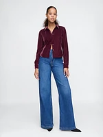 Cropped Velvet Shirt