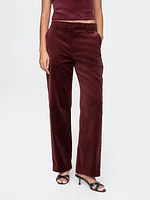 High Rise Velvet Straight Pants