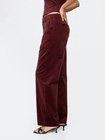 High Rise Velvet Straight Pants