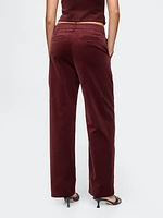 High Rise Velvet Straight Pants