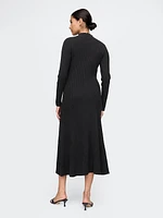 CashSoft Pleated Rib Maxi Sweater Dress