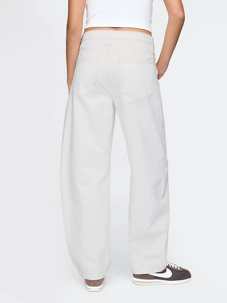 High Rise Crossover Barrel Jeans