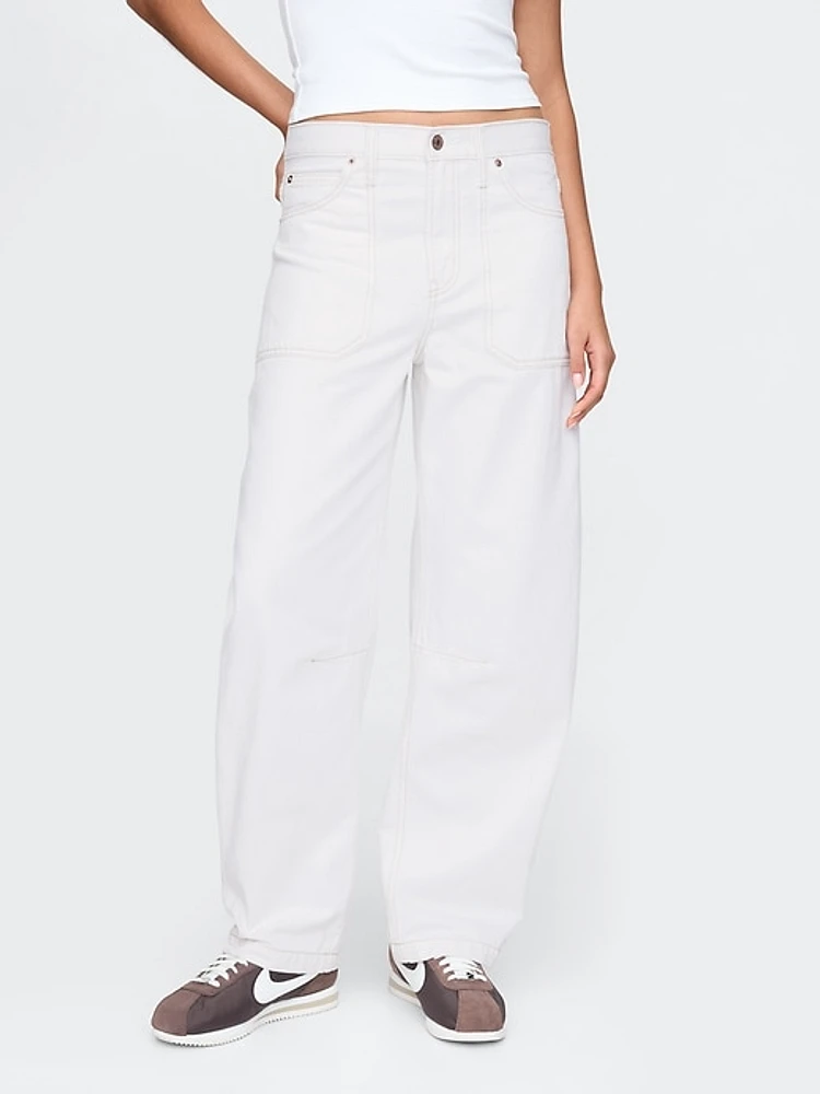 High Rise Crossover Barrel Jeans