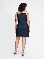 Square-Neck Denim Mini Dress