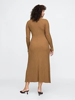 CashSoft Pleated Rib Maxi Sweater Dress