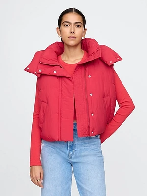 Cropped Duvet Wrap Puffer Vest