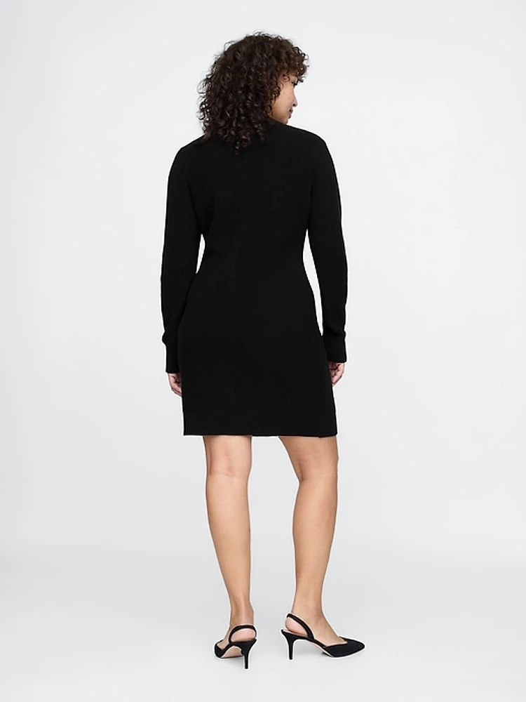 Shaker-Stitch Mini Sweater Dress