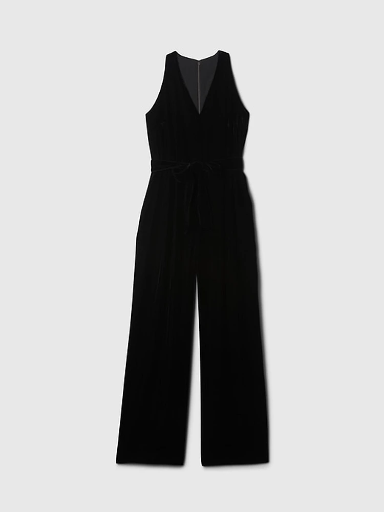 Recycled Velvet V-Neck Jumpsuit