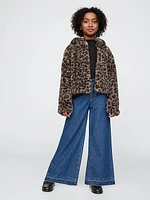 Kids Recycled Leopard Faux Fur Jacket