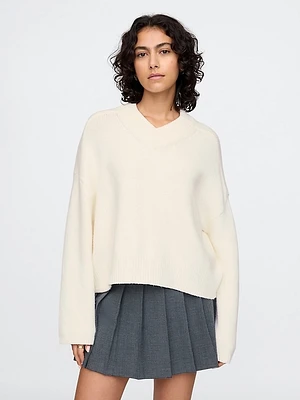 CashSoft Cropped High V-Neck Sweater