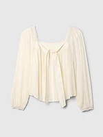 Square-Neck Bow Cropped Top