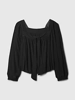 Square-Neck Bow Cropped Top