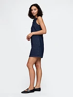 Square-Neck Denim Mini Dress