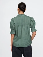 Pintuck Ruffle Shirt