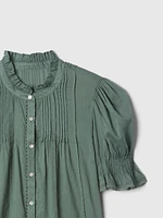 Pintuck Ruffle Shirt