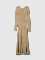 V-Neck Rib Maxi Sweater Dress