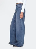 Mid Rise Knit Easy Baggy Jeans