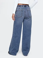 Mid Rise Knit Easy Baggy Jeans