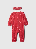 Baby Velour Bow One-Piece