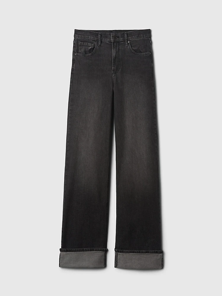 High Rise Stride Wide-Leg Cargo Jeans