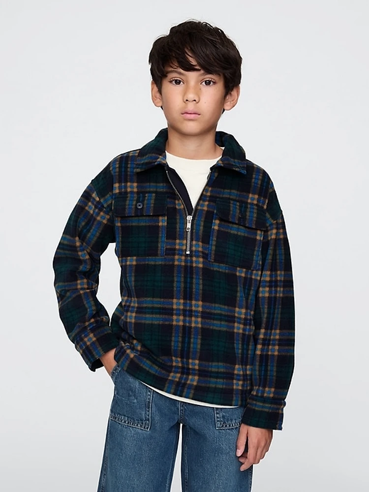 Kids Cozy Half-Zip Shirt Jacket