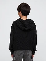 Kids Hooded Cable-Knit Sweater