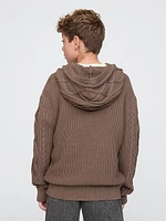 Kids Hooded Cable-Knit Sweater