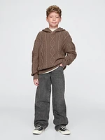 Kids Hooded Cable-Knit Sweater