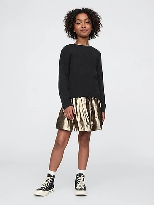 Kids Metallic Pleated Skirt