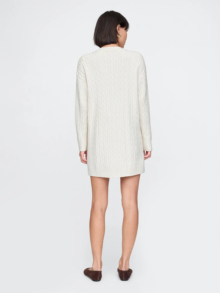 CashSoft Cable-Knit Mini Sweater Dress