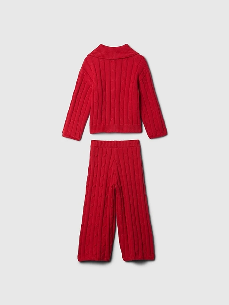 Baby & Toddler Cable-Knit Half-Zip Sweater Set