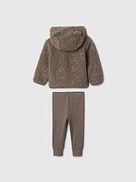 Baby Sherpa Bear Hoodie Outfit Set