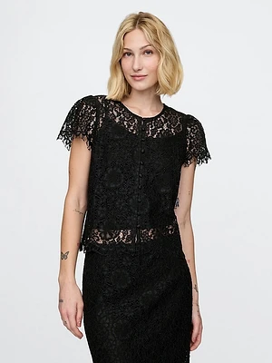 Lace Cap Sleeve Top