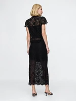 Lace Pull-On Midi Skirt