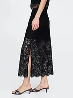 Lace Pull-On Midi Skirt