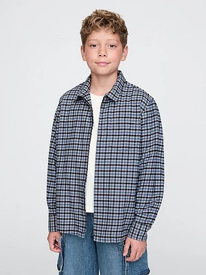 Kids Organic Cotton Flannel Full-Zip Shirt