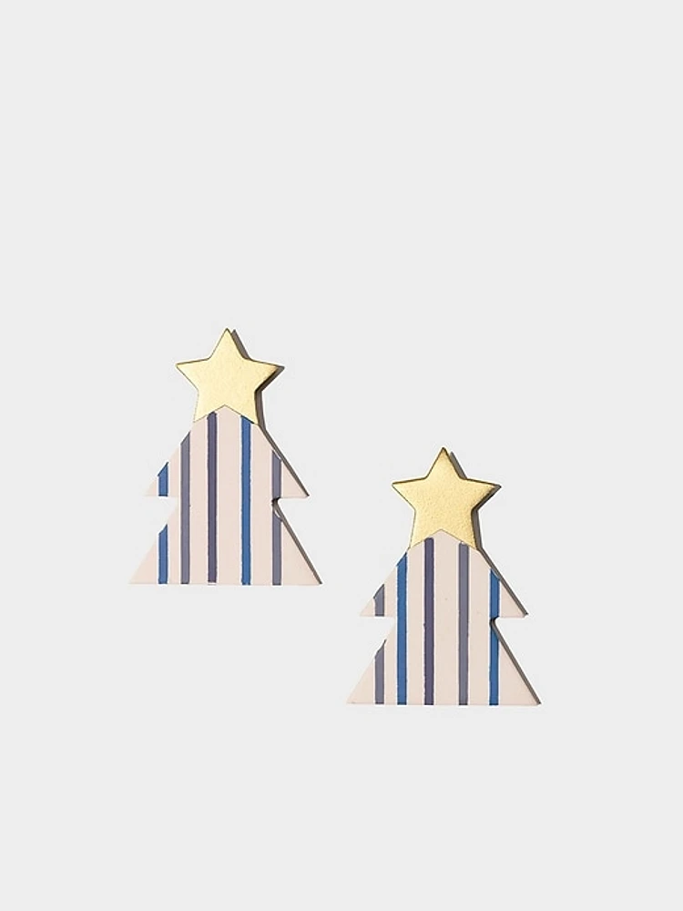 Winter Stripe Tree Earrings