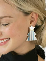 Winter Stripe Tree Earrings