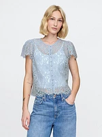 Lace Cap-Sleeve Top