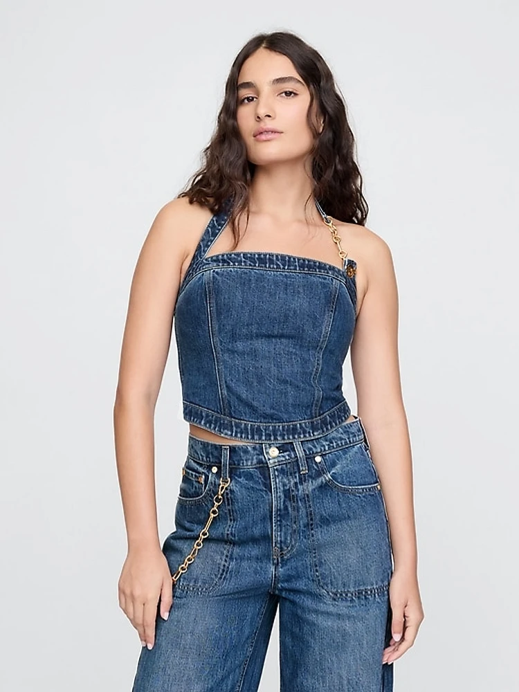 Gap × Cult Gaia Cropped Denim Bustier