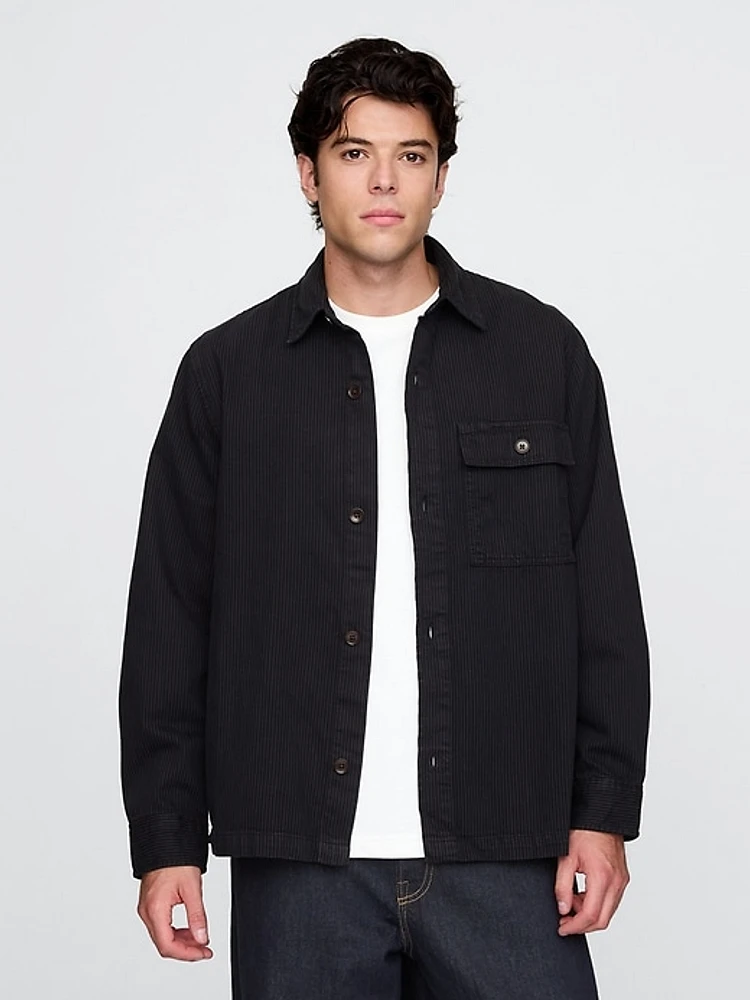 Railroad Stripe Denim Overshirt