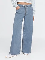 Mid Rise Knit Easy Baggy Jeans