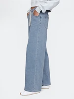 Mid Rise Knit Easy Baggy Jeans