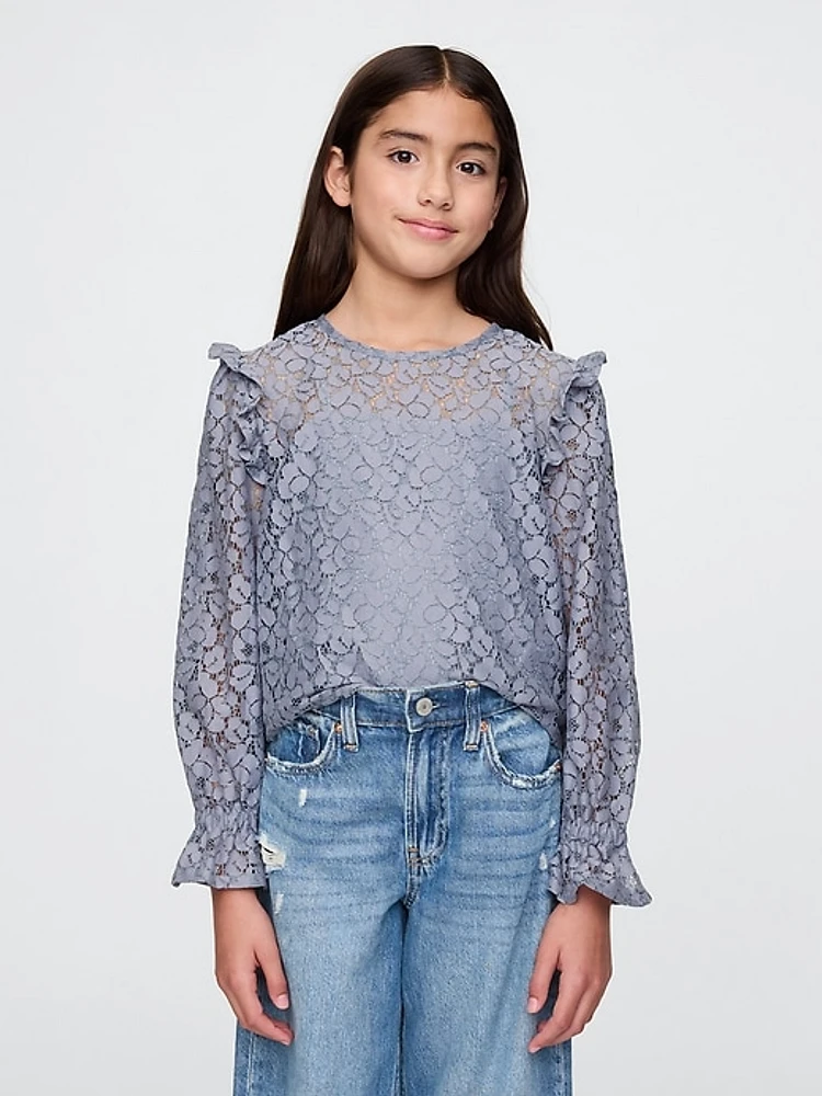 Kids Ruffle Lace Top