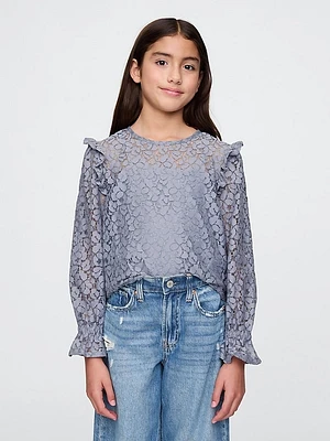 Kids Ruffle Lace Top